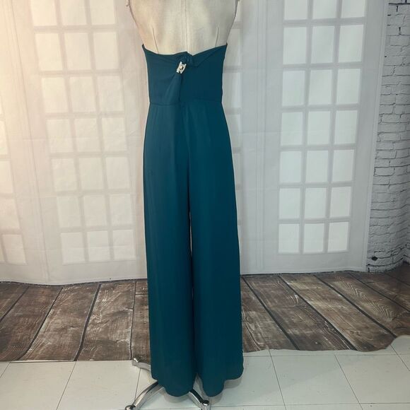 Prettylittething Strapless contrast snap front wide leg jumpsuit size 8 - Picture 8 of 12